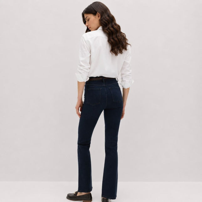 M&S Eva Blue Black Mid Rise Bootcut Stretch Jeans-Quality Brands Outlet-