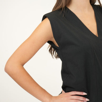 Dixie Cotton Shoulder - Pad V - Neck Top in Black - Quality Brands Outlet