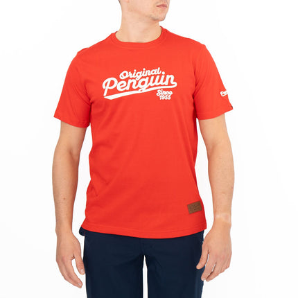 Original Penguin T-shirt Short Sleeve Embroidered Red-Quality Brands Outlet-