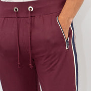 True Religion Mens Burgundy Zip Pockets Joggers Sweatpants