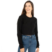 True Religion Black Soft Cotton Sweatshirt Long Sleeve Crop Tops