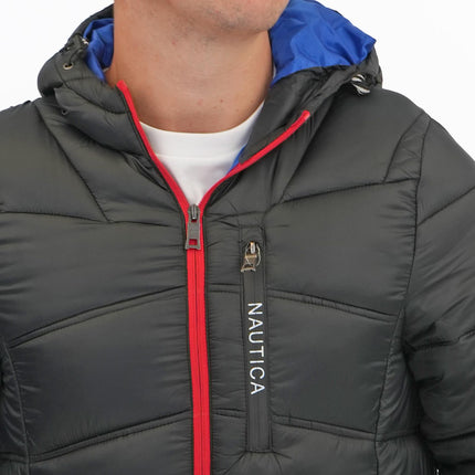 Nautica Mens Performance N83 Hooded Puffer Jacket Black-Quality Brands Outlet-