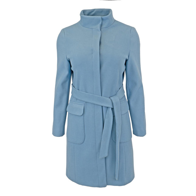 M&S Blue Belted Funnel Neck Trench Coat-Quality Brands Outlet-