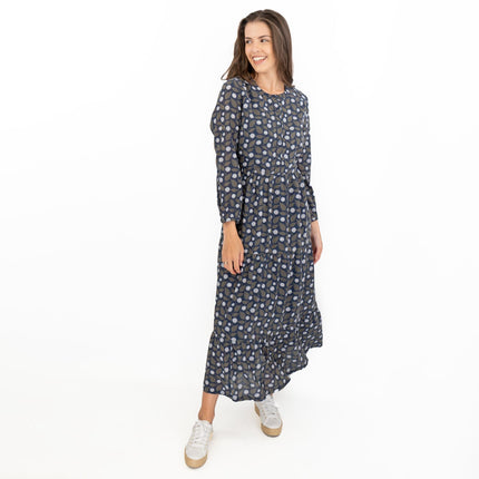 Seasalt Navy Leaves Charbon Midi Dress-Quality Brands Outlet-