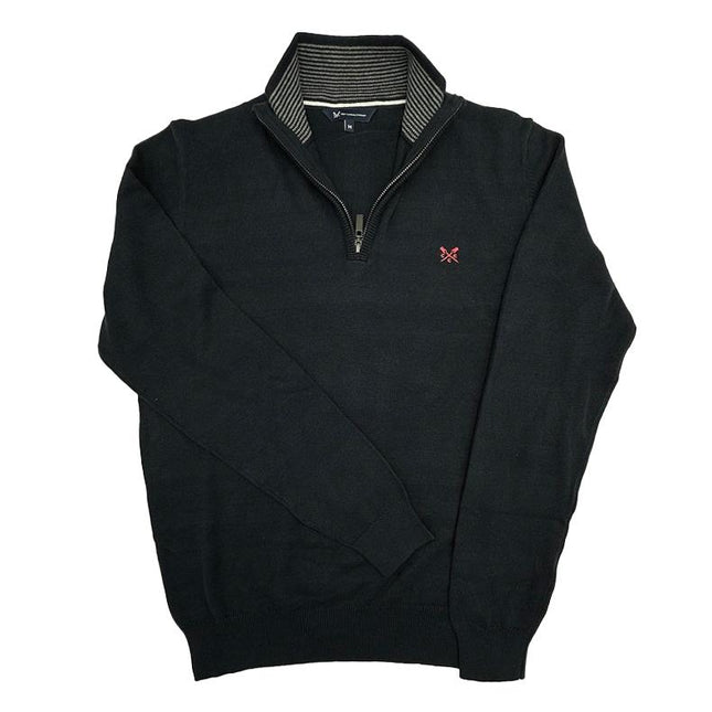 Crew Clothing Half Zip Knitted Jumper Long Sleeve Navy