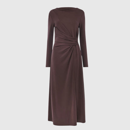 Womens Dress Chocolate Ruched Detail Midi Dress