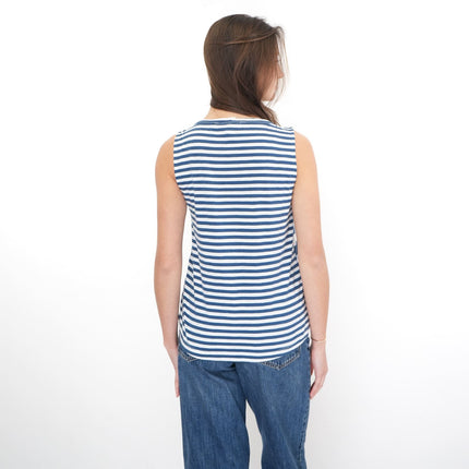 White Stuff Ava Stripe Organic Cotton Vest Top Navy