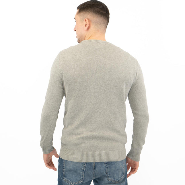 Crew Clothing Mens Rib Knitted Jumper Long Sleeve Light Grey-Quality Brands Outlet-
