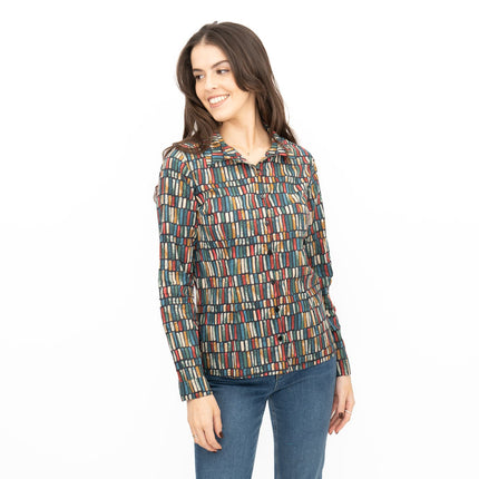 Seasalt Larissa Shirt Long Sleeve Teal Multicolour-Quality Brands Outlet-