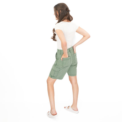 M&S Cargo Shorts Classic Cotton Lyocell Green Easy Wear - Quality Brands Outlet