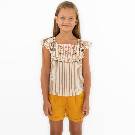 Girls Shorts Mustard Yellow Elasticated Waist Easycare for Summer Holiday