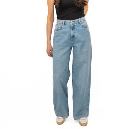 M&S Slouchy Wide Leg Jeans Light Blue Denim - Quality Brands Outlet