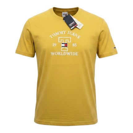 Tommy Yellow Worldwide Logo T-Shirt Crew Neck Short Sleeve-Quality Brands Outlet-