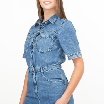 M&S Denim Utility Blue Midi Dress-Quality Brands Outlet-