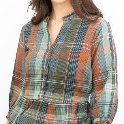 Seasalt Fair Green Check Midi Dress-Quality Brands Outlet-