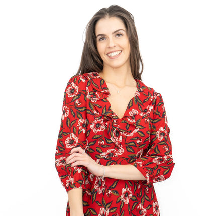 Seasalt Red Furled Flower Dress in Mary Rose Flo Print-Quality Brands Outlet-