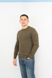 Crew Clothing Mens Knitted Jumper Long Sleeve Khaki Green - Quality Brands Outlet