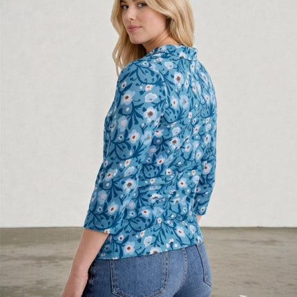 Seasalt Blue Wavecrest Shirts 3/4 Sleeve Collared - Quality Brands Outlet