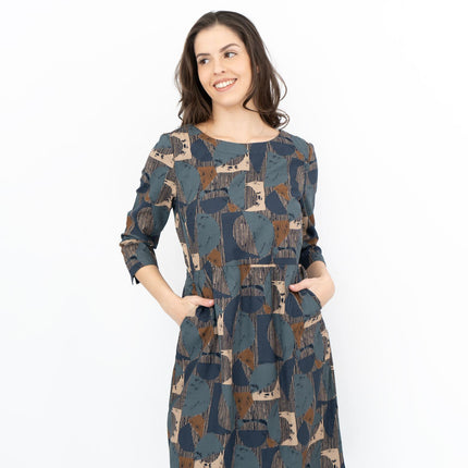 Seasalt Cloudscape Abstract Print Midi Dress-Quality Brands Outlet-