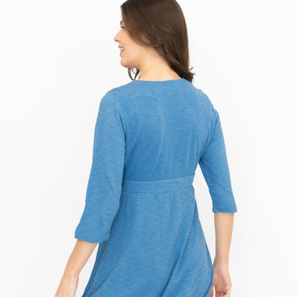 Seasalt Solid Blue Chacewater Cross Wrap Jersey Midi Dress-Quality Brands Outlet-