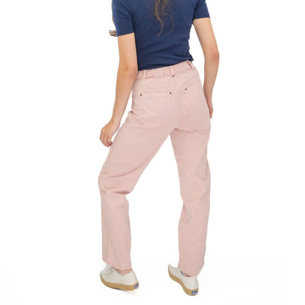 M&S Pink Straight Leg Trousers Stretch Cotton Rich Relaxed Utility - Quality Brands Outlet