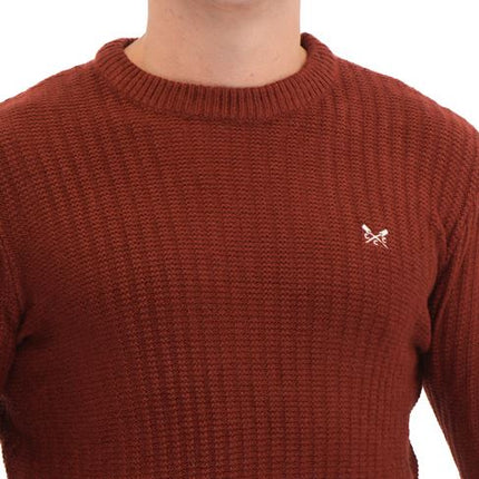 Crew Clothing Mens Jumper Chunky Rib Burgundy - Quality Brands Outlet