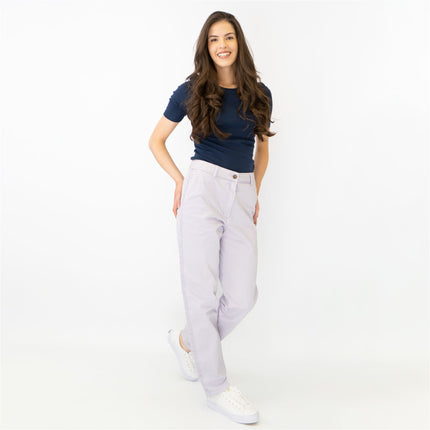 M&S Cotton Rich Tapered Ankle Grazer Chinos Pale Lilac-Quality Brands Outlet-