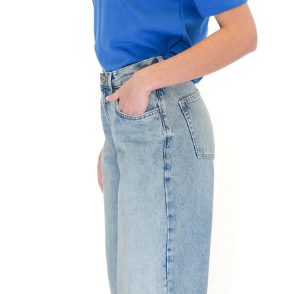 Next Crop Turn Up Jeans Wide Leg Light Blue Denim-Quality Brands Outlet-