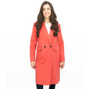 Phase Eight Revere Coat Wool Blend Double Breasted Knee Length Pink