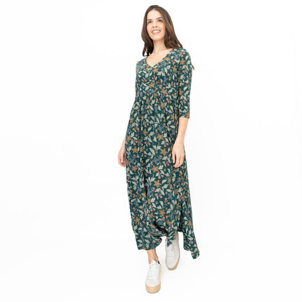 Seasalt Maggie Maxi Dress Green Stitched Clematis Lotch-Quality Brands Outlet-