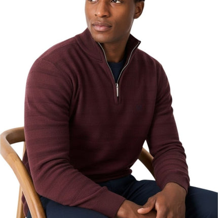 Crew Clothing Mens Jumper Half Zip Cashmere Blend Burgundy - Quality Brands Outlet