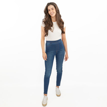 M&S Blue Jegging High Waist Ankle Grazer Skinny Leg Jeans-Quality Brands Outlet-