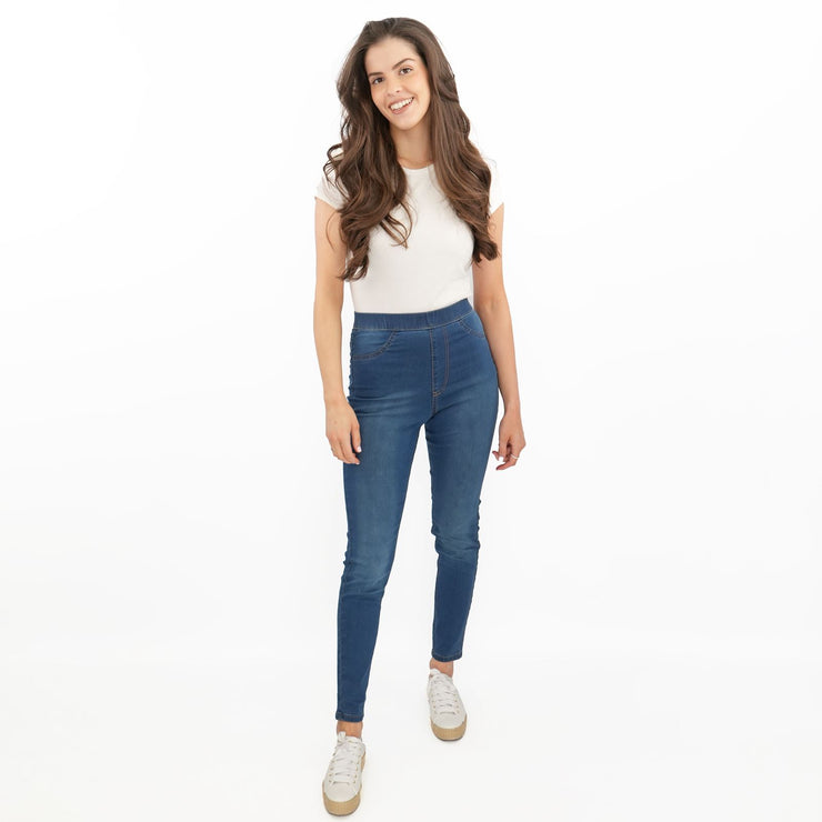 M&S Blue Jegging High Waist Ankle Grazer Skinny Leg Jeans - Quality Brands Outlet