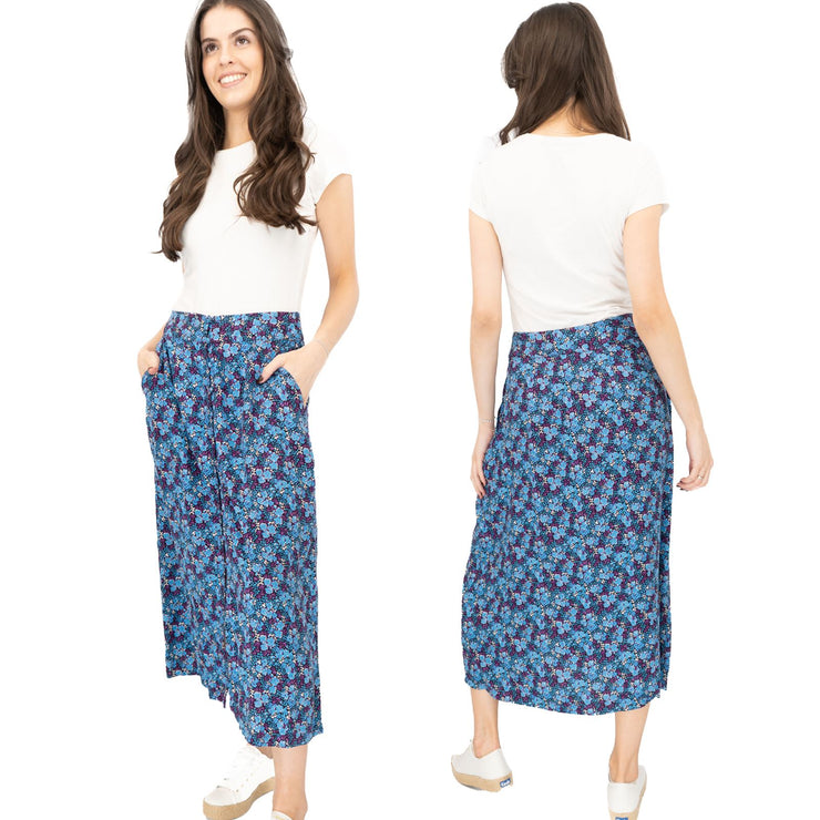 White Stuff Purple Floral Longer Length Midi Skirt - Quality Brands Outlet