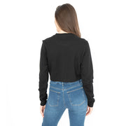 True Religion Black Soft Cotton Sweatshirt Long Sleeve Crop Tops