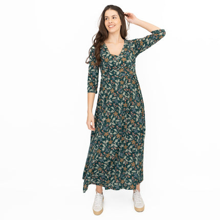 Seasalt Maggie Maxi Dress Green Stitched Clematis Lotch-Quality Brands Outlet-
