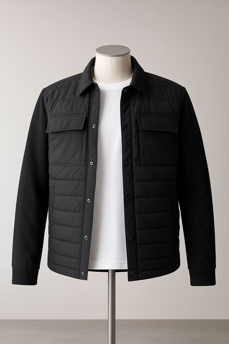 M&S Mens Autograph Black Quilted Jacket - Quality Brands Outlet