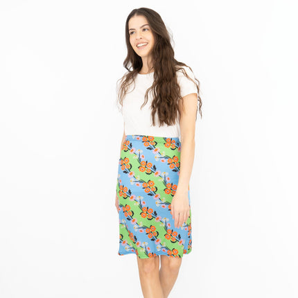 Karen Millen Blue Floral Print A-Line Casual Summer Skirts-Quality Brands Outlet-