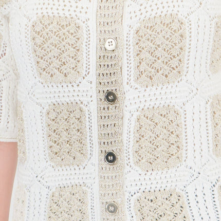 M&S Gold Crochet Cardigan Granny Square Short Sleeve-Quality Brands Outlet-