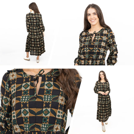 Seasalt Black Dearling Dress Tiered Patchwork-Quality Brands Outlet-