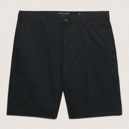 M&S Autograph Black Lightweight Chino Shorts Regular Fit Summer - Quality Brands Outlet