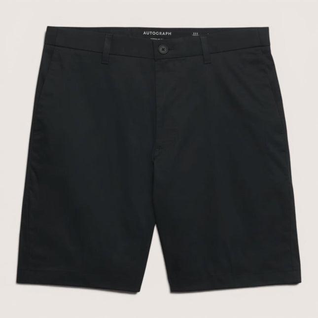 M&S Autograph Black Lightweight Chino Shorts Regular Fit Summer - Quality Brands Outlet