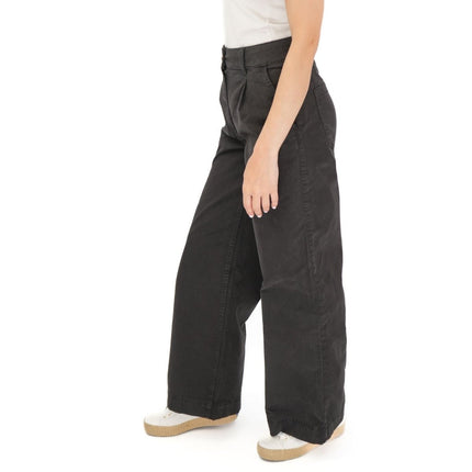 M&S Per Una Wide Leg Pleat Front Chino Black Trousers-Quality Brands Outlet-