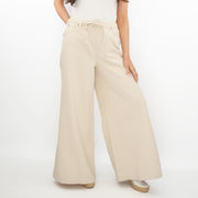 M&S Wide Leg Palazzo High Waist Jeans Ecru - Quality Brands Outlet