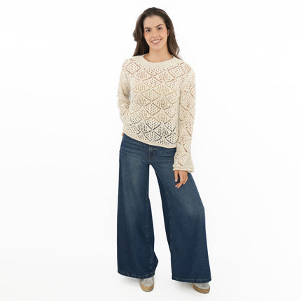 M&S Cotton Blend Diamond Stitch Jumper - Quality Brands Outlet