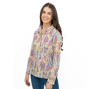 Seasalt Larissa Shirt Top Lino Foxglove Chalk Print - Quality Brands Outlet