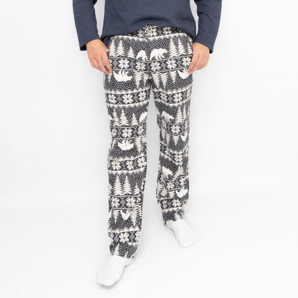 Mens Christmas Pyjama Trousers Grey Polar Bear Pant Old Navy