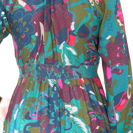 White Stuff Izzy Midi Dress Green Print V - Neck - Quality Brands Outlet