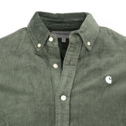 CARHARTT WIP Madison Green Button-Down Collar Logo-Embroidered Cotton-Corduroy Shirt
