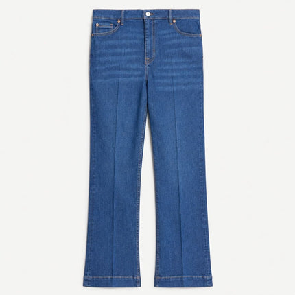 Womens Boot Cut Jeans High Waisted Slim Flare Shape - Medium Indigo